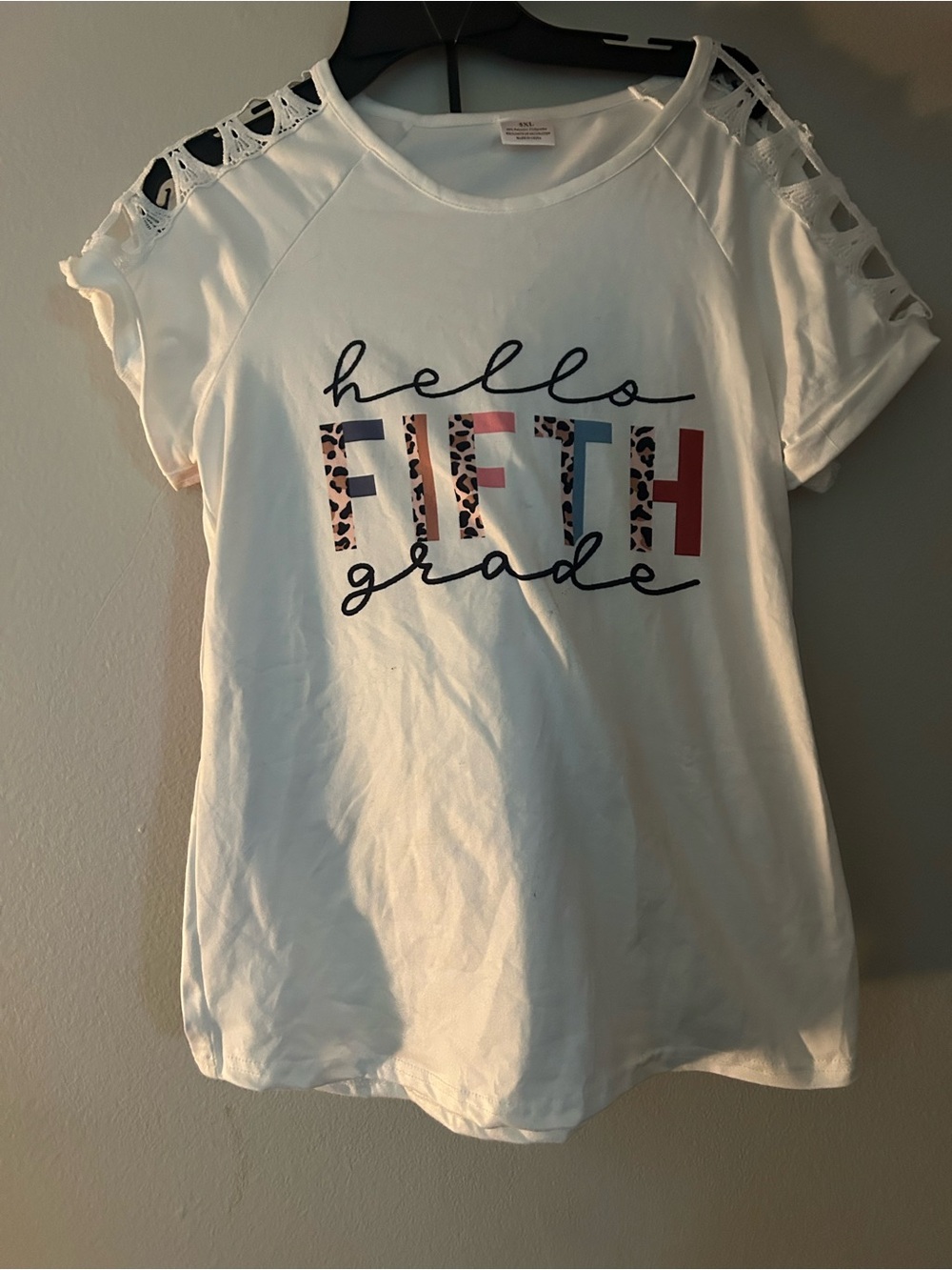 Hello Fifth Grade White Girls' Short Sleeve Top